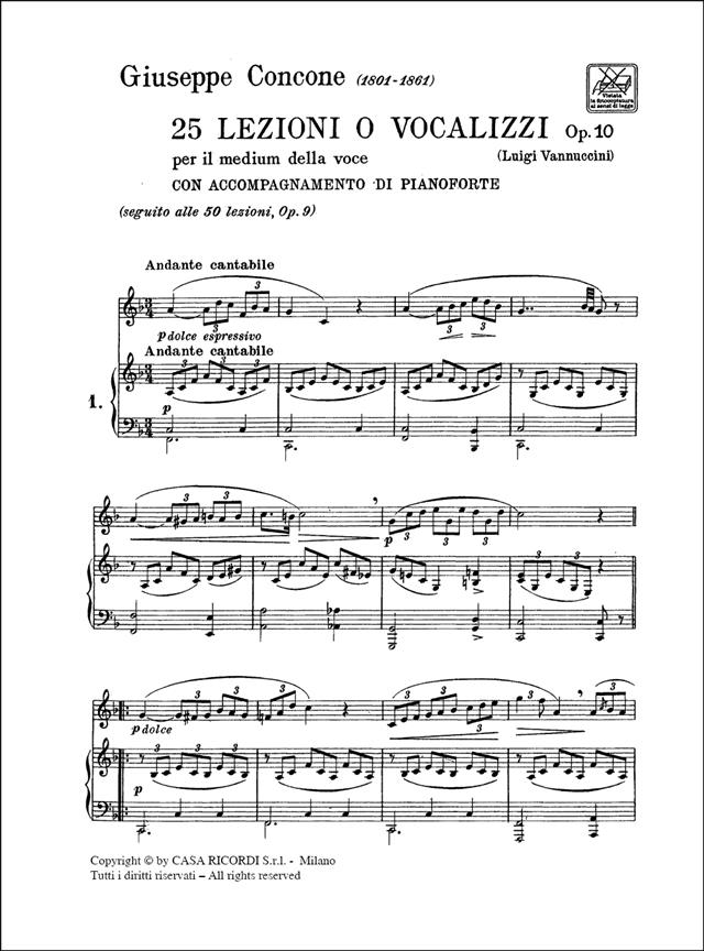 25 Lezioni O Vocalizzi Op. 10 - Di Pianoforte - klavír a zpěv